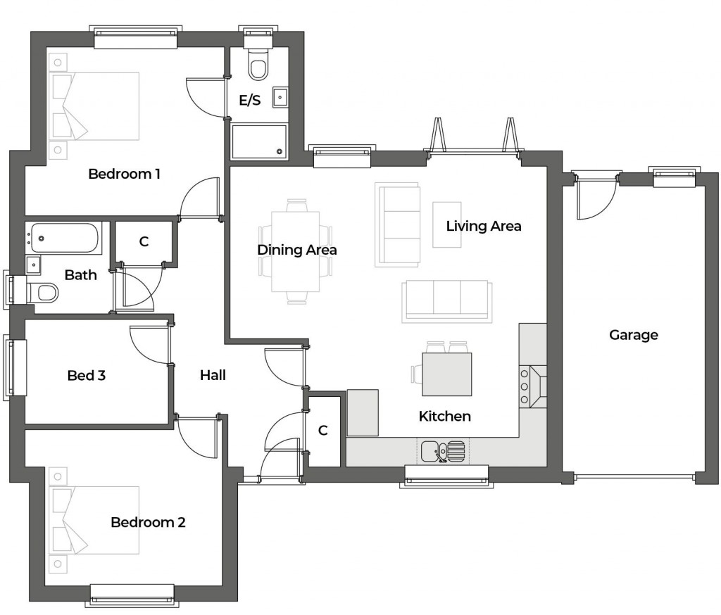Floorplans For Bedfield, Nr Framlingham, Suffolk