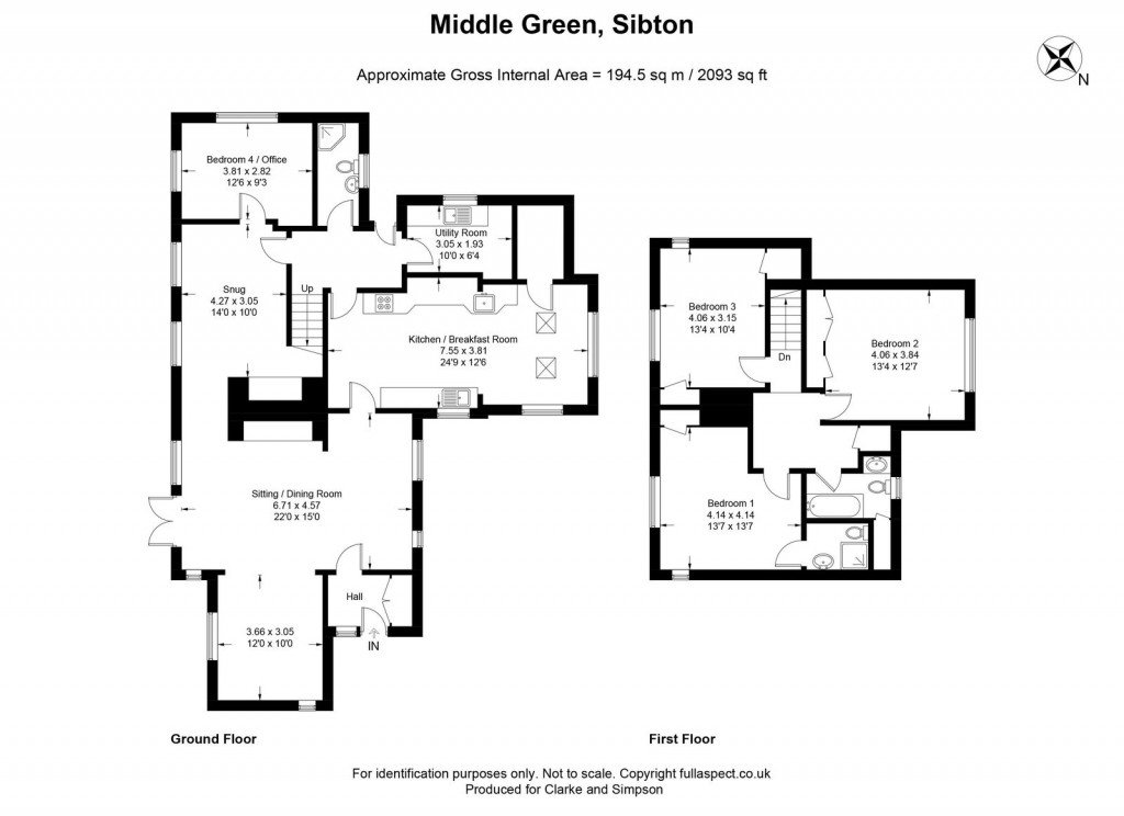 Floorplans For Sibton, Nr Saxmundham, Suffolk 