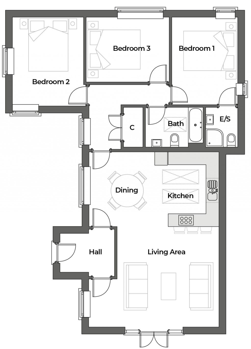 Floorplans For Bedfield, Nr Framlingham, Suffolk