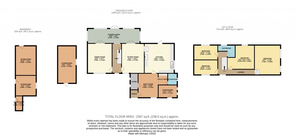 Floorplans For The Main House and Five Acres off Merry Lane, East Huntspill, Highbridge, Somerset