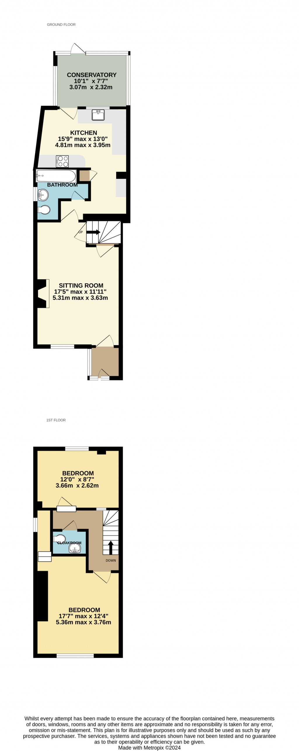 Floorplans For White Clover Cottage, Doulting, Somerset