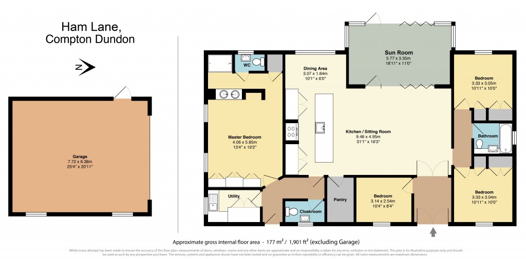 Floorplans For Ham Lane, Compton Dundon, Somerset