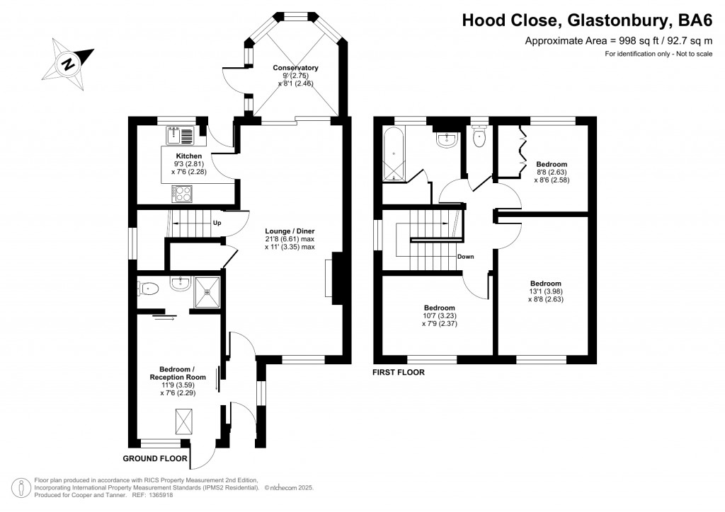 Floorplans For Hood Close, Glastonbury, Somerset
