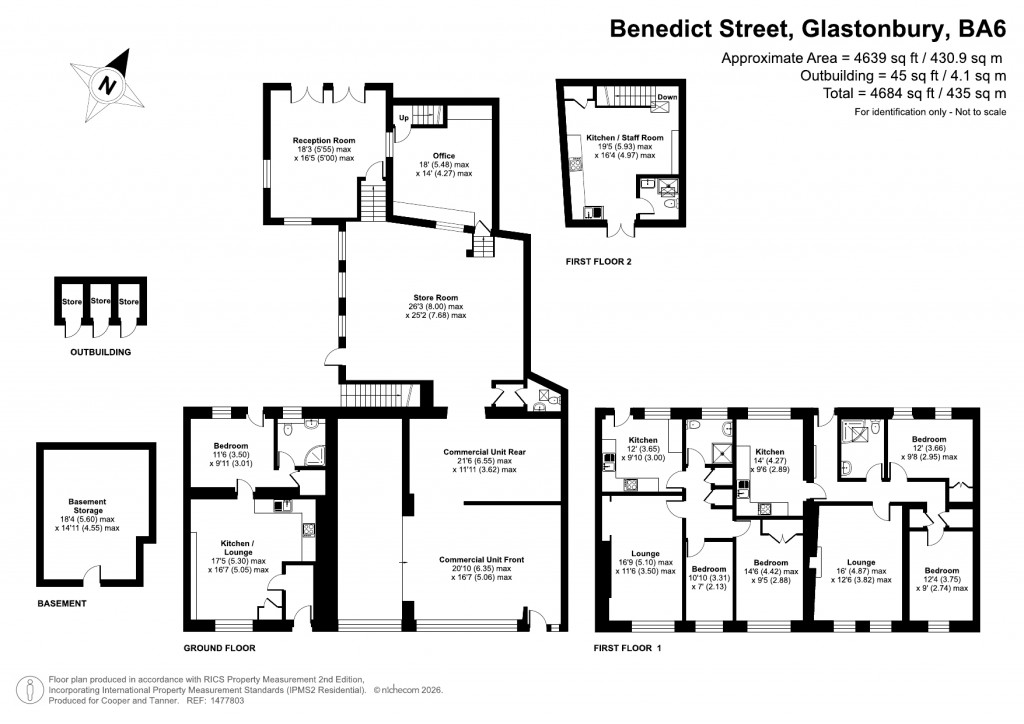 Floorplans For Benedict Street, Glastonbury, Somerset
