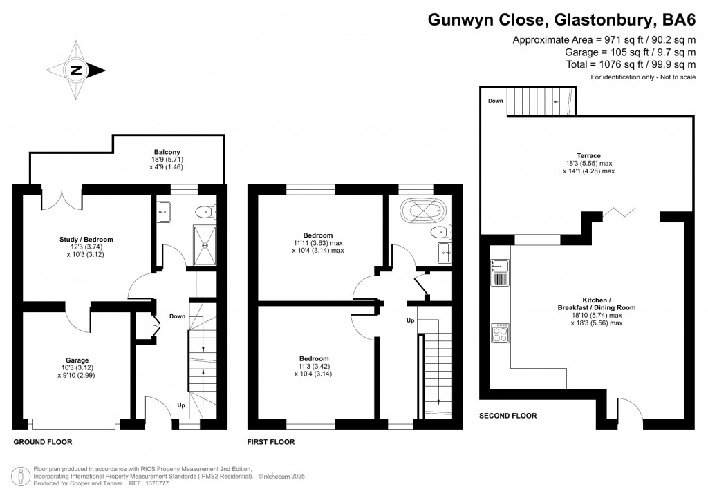 Floorplans For Gunwyn Close, Glastonbury, Somerset