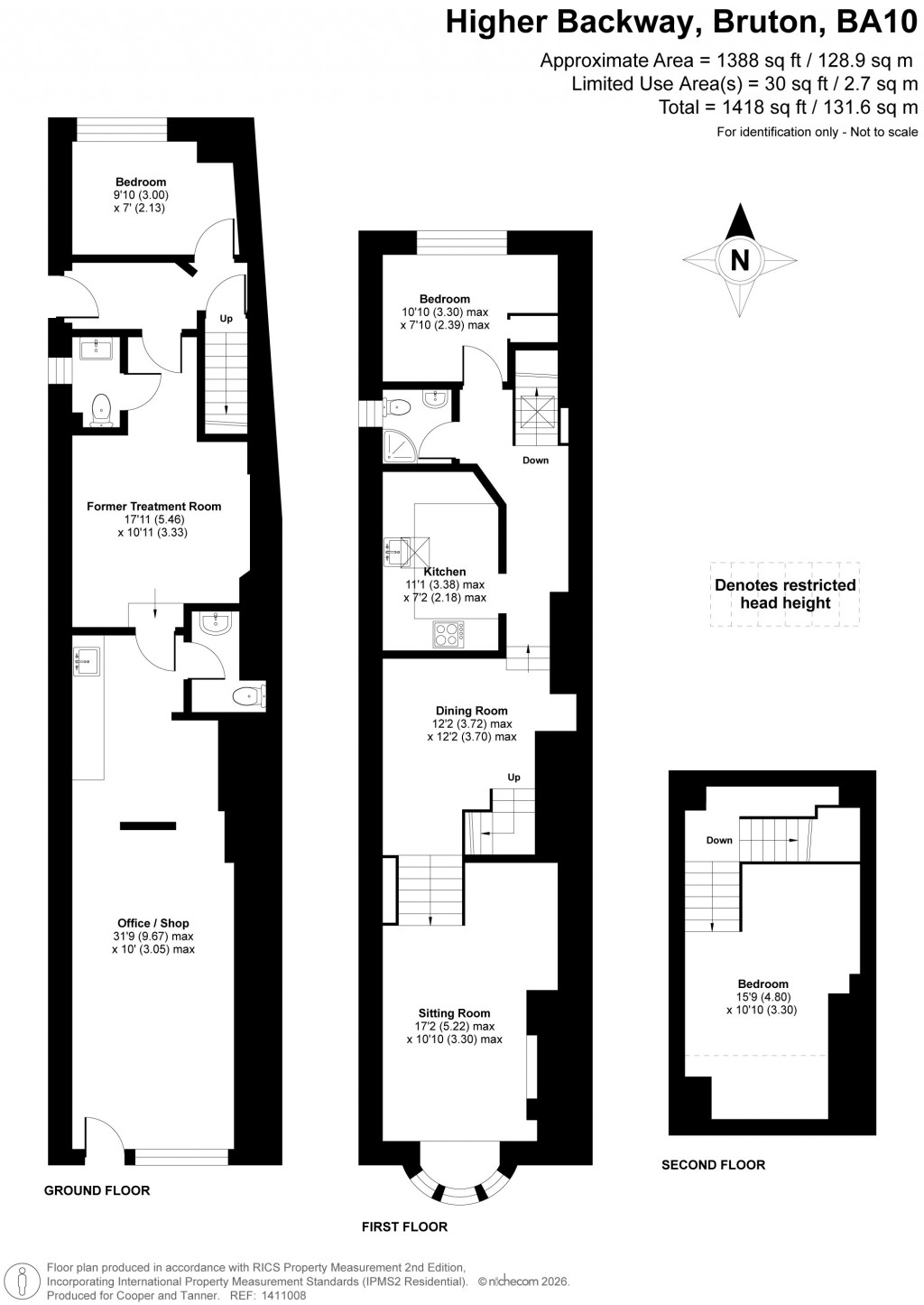 Floorplans For Higher Backway and 9 High Street, Bruton, Somerset