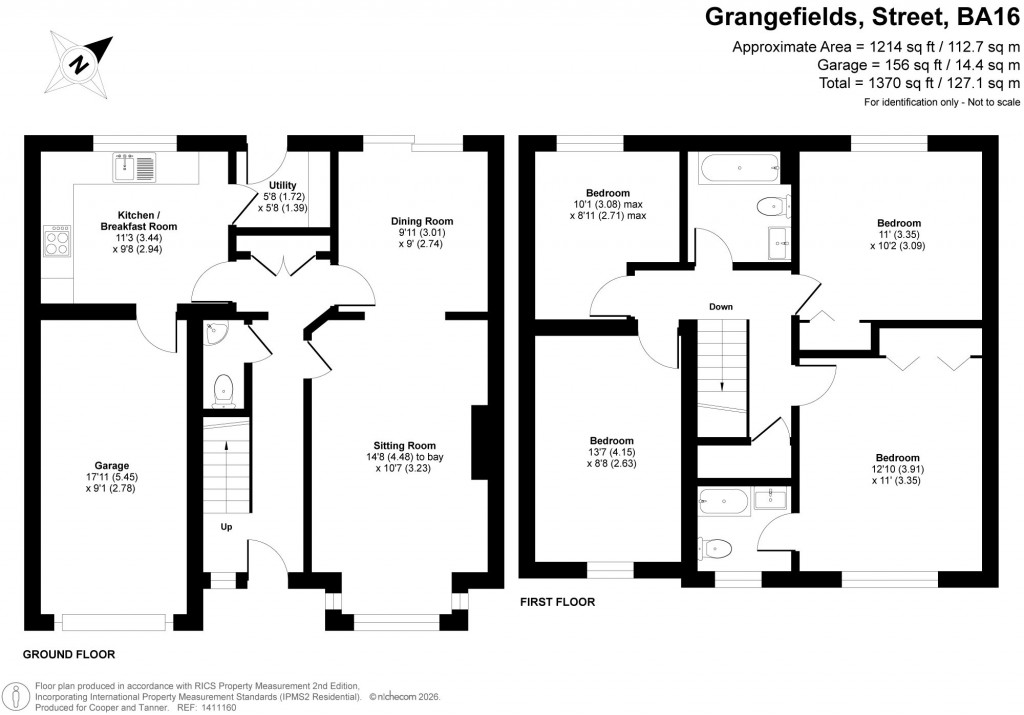 Floorplans For Grangefields, Street, Somerset