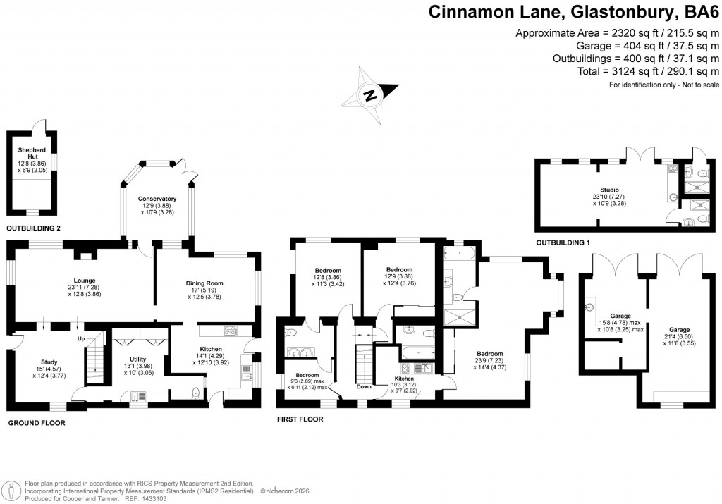 Floorplans For Cinnamon Lane, Glastonbury, Somerset