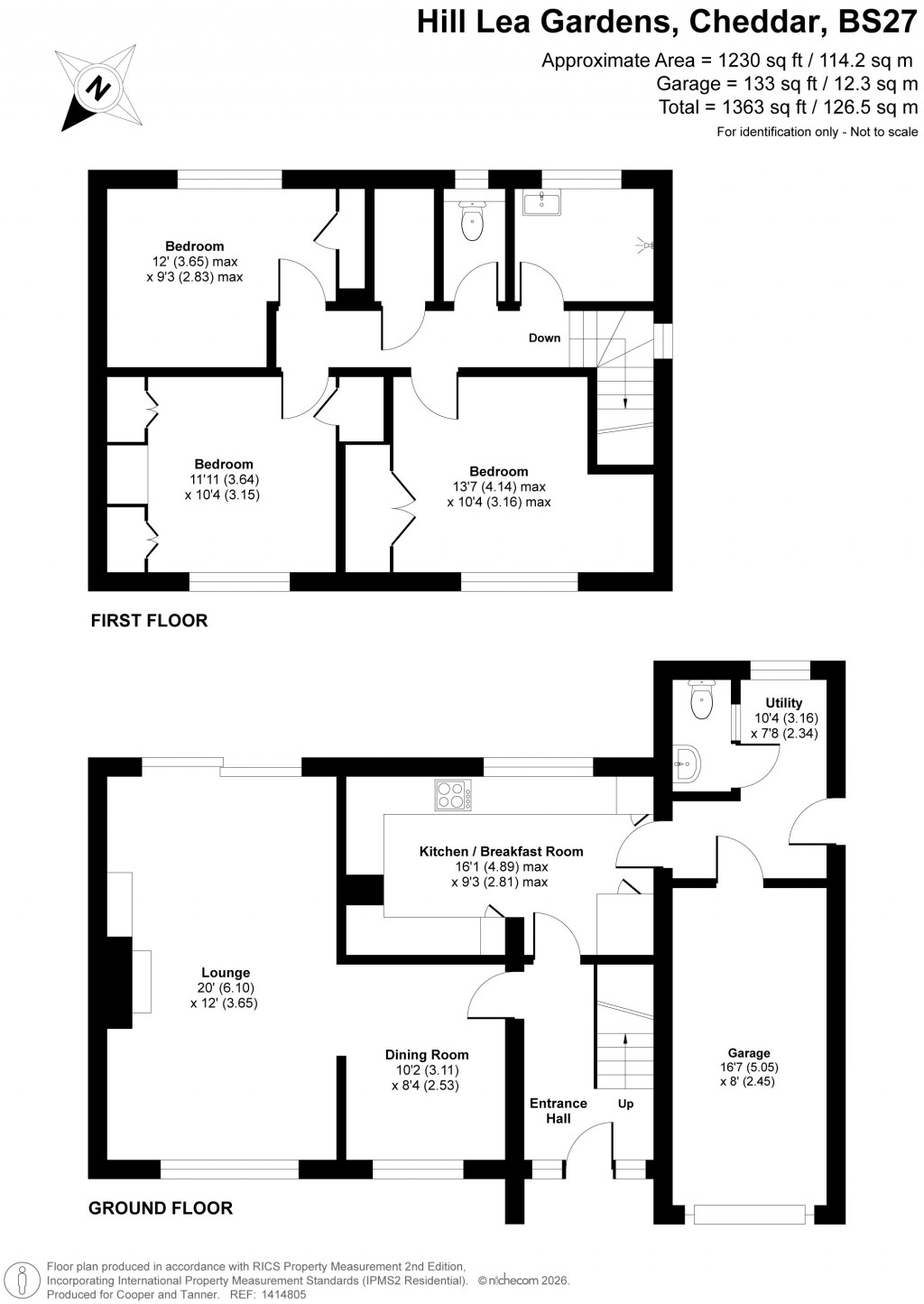 Floorplans For Hill Lea Gardens, Cheddar, Somerset