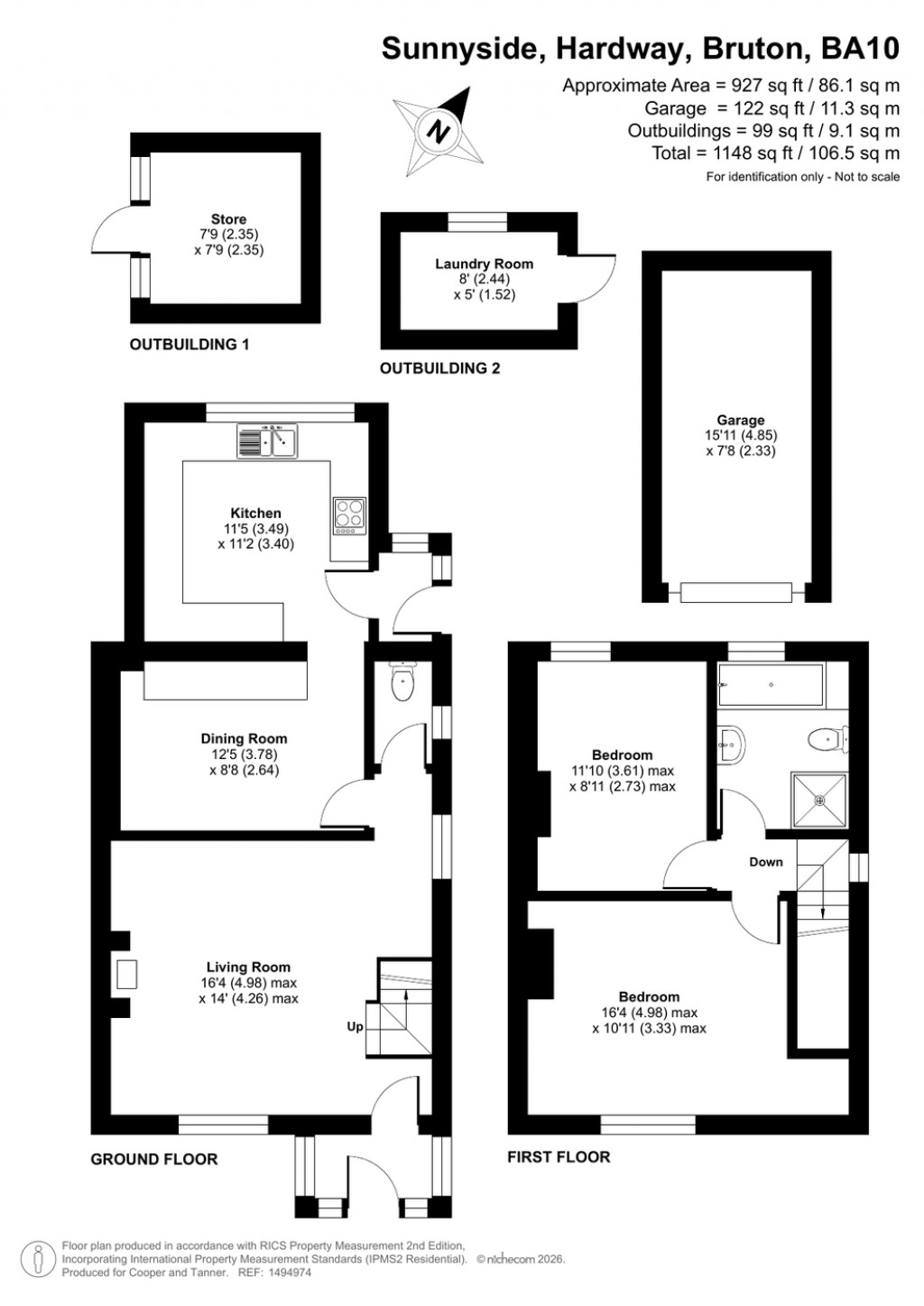 Floorplans For Sunnyside, Hardway, Bruton, Somerset
