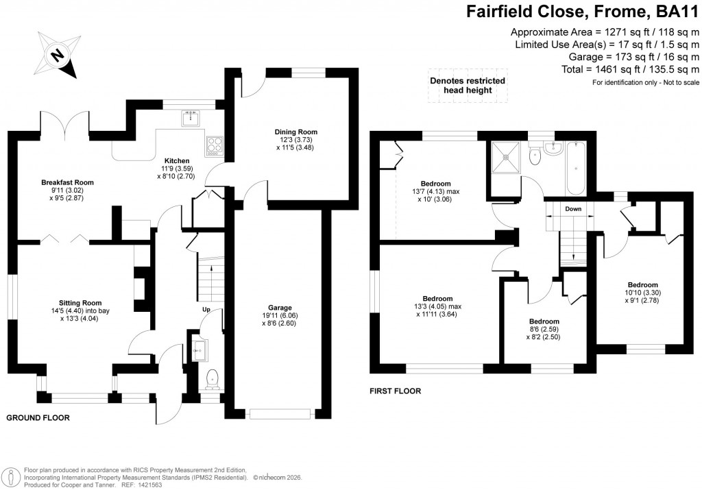 Floorplans For Fairfield Close, Frome, Somerset