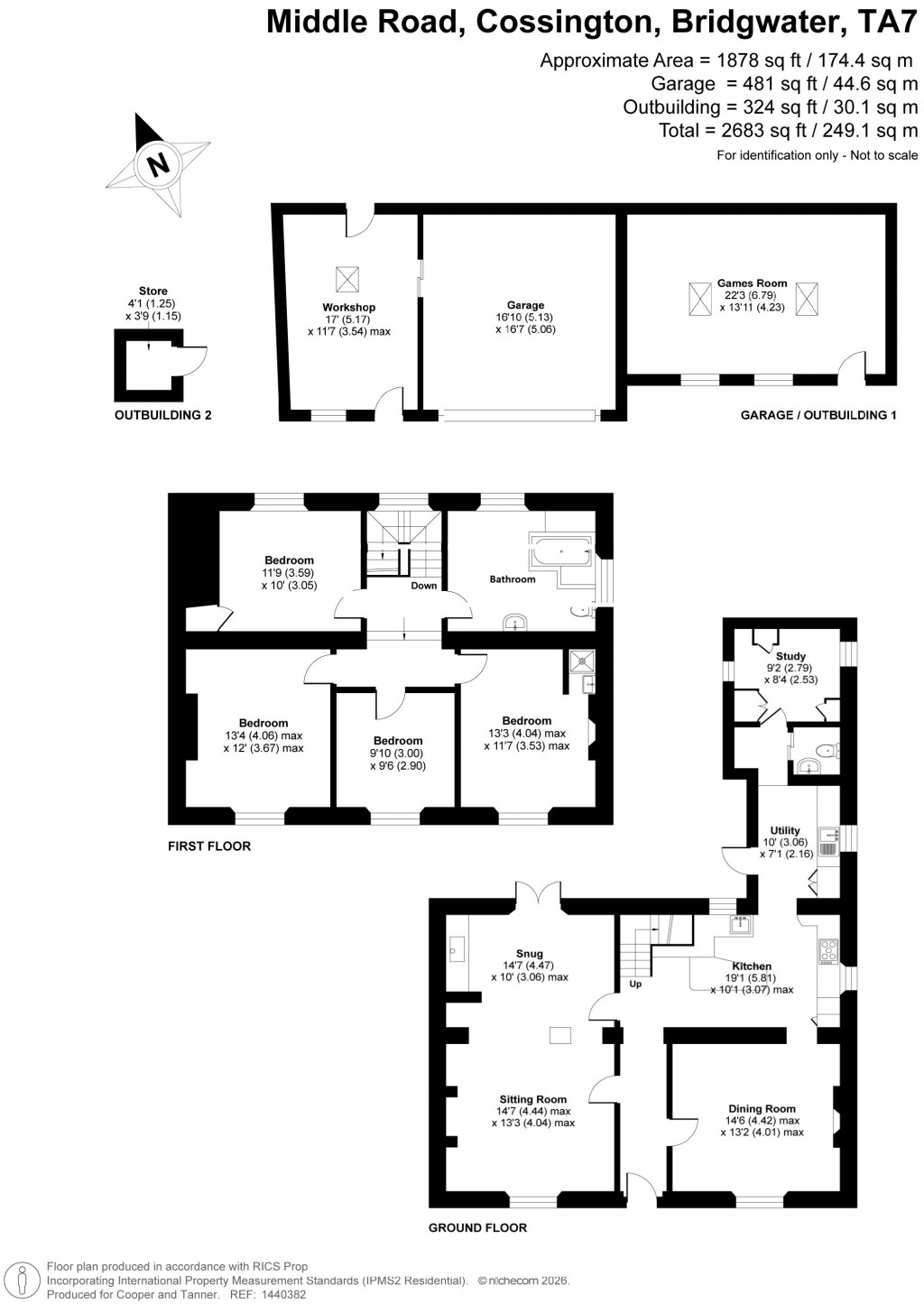 Floorplans For Middle Road, Cossington, Somerset
