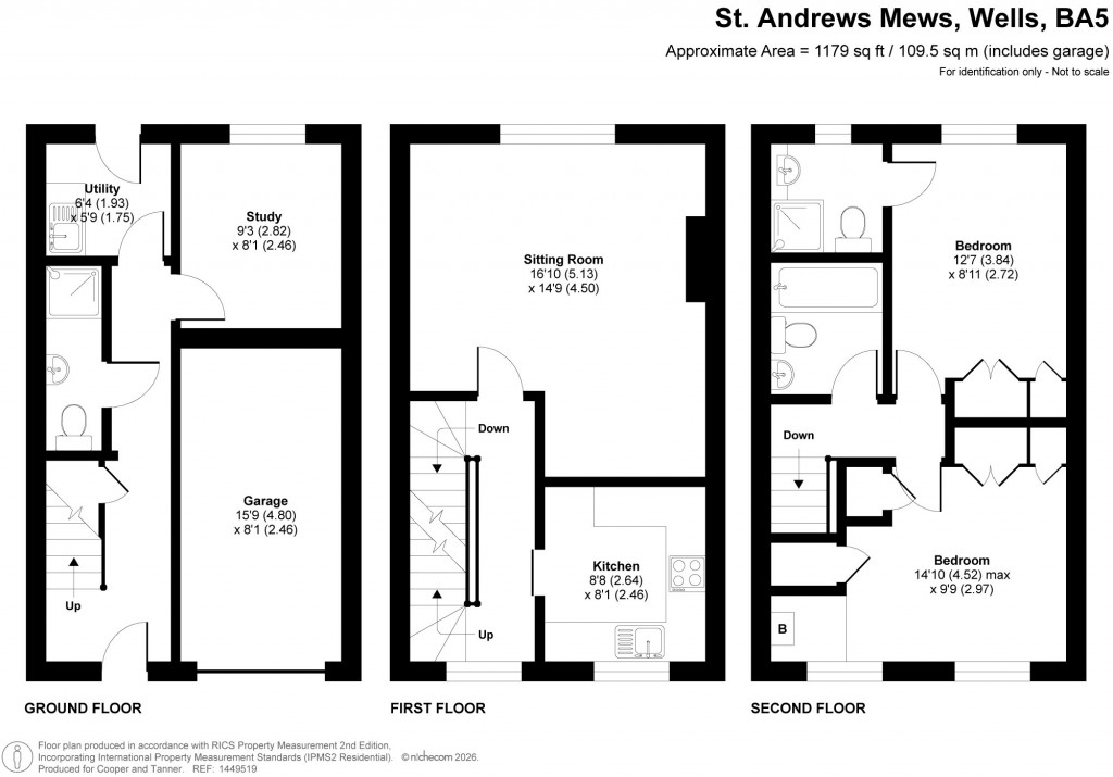 Floorplans For St Andrews Mews, Wells, Somerset