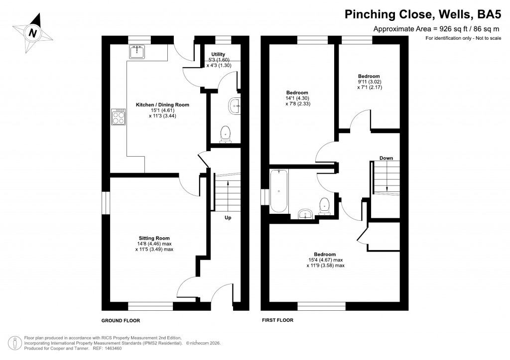 Floorplans For Pinching Close, Wells, Somerset