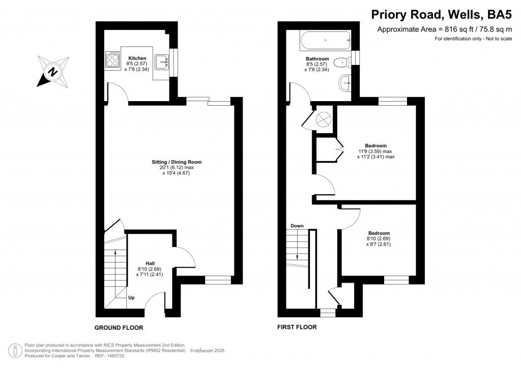 Floorplans For Priory Road, Wells, Somerset