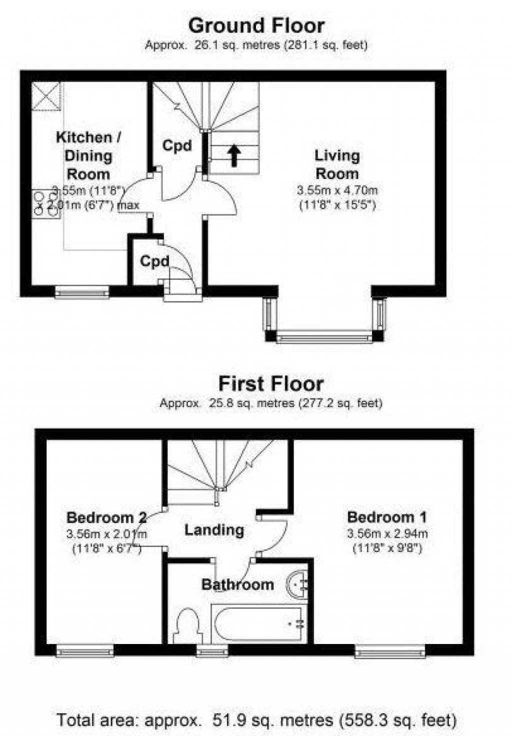 Floorplans For The Rowans, Milton, Cambridge