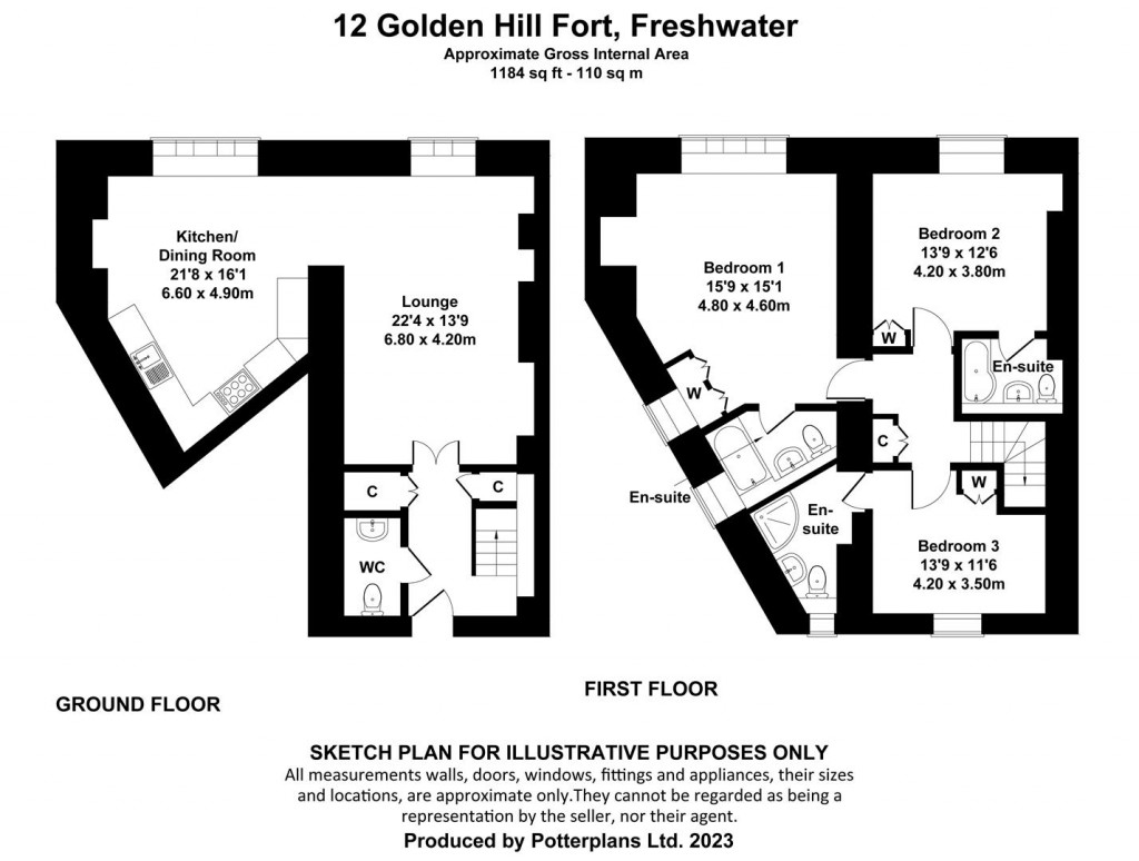 Floorplans For Freshwater, Isle of Wight