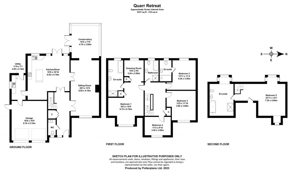 Floorplans For Quarr, Isle of Wight