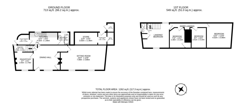 Floorplans For Lyndon Cottage, Tugby, Leicestershire