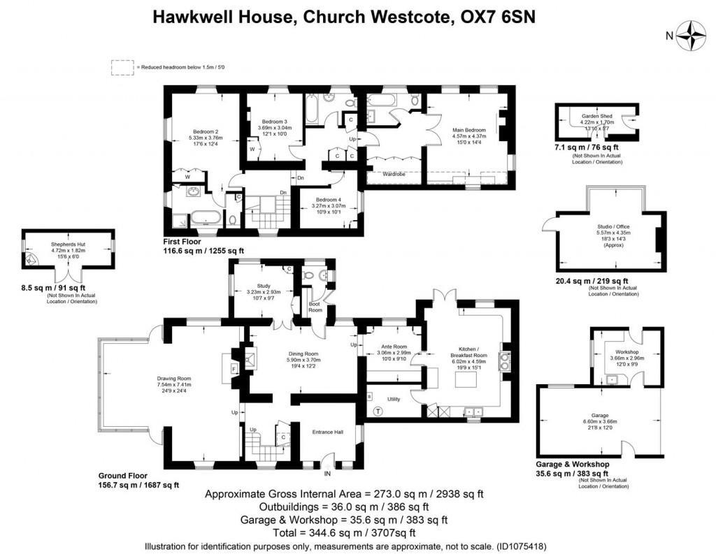Floorplans For Church Westcote, Oxfordshire
