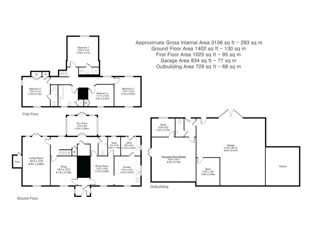 Floorplans For Langley Upper Green, Saffron Walden