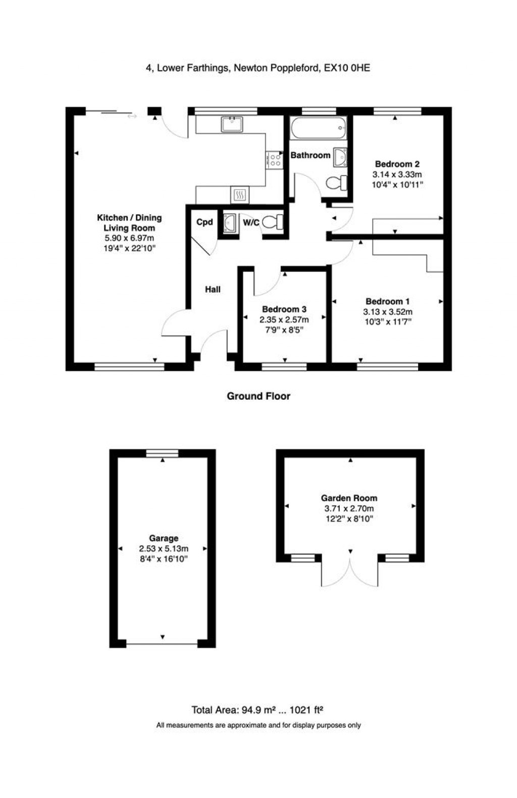 Floorplans For Lower Farthings, Newton Poppleford, Sidmouth