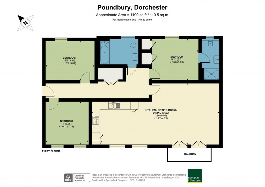 Floorplans For Flat 9 Coningsby House, 1 Coningsby Place, Poundbury, Dorchester