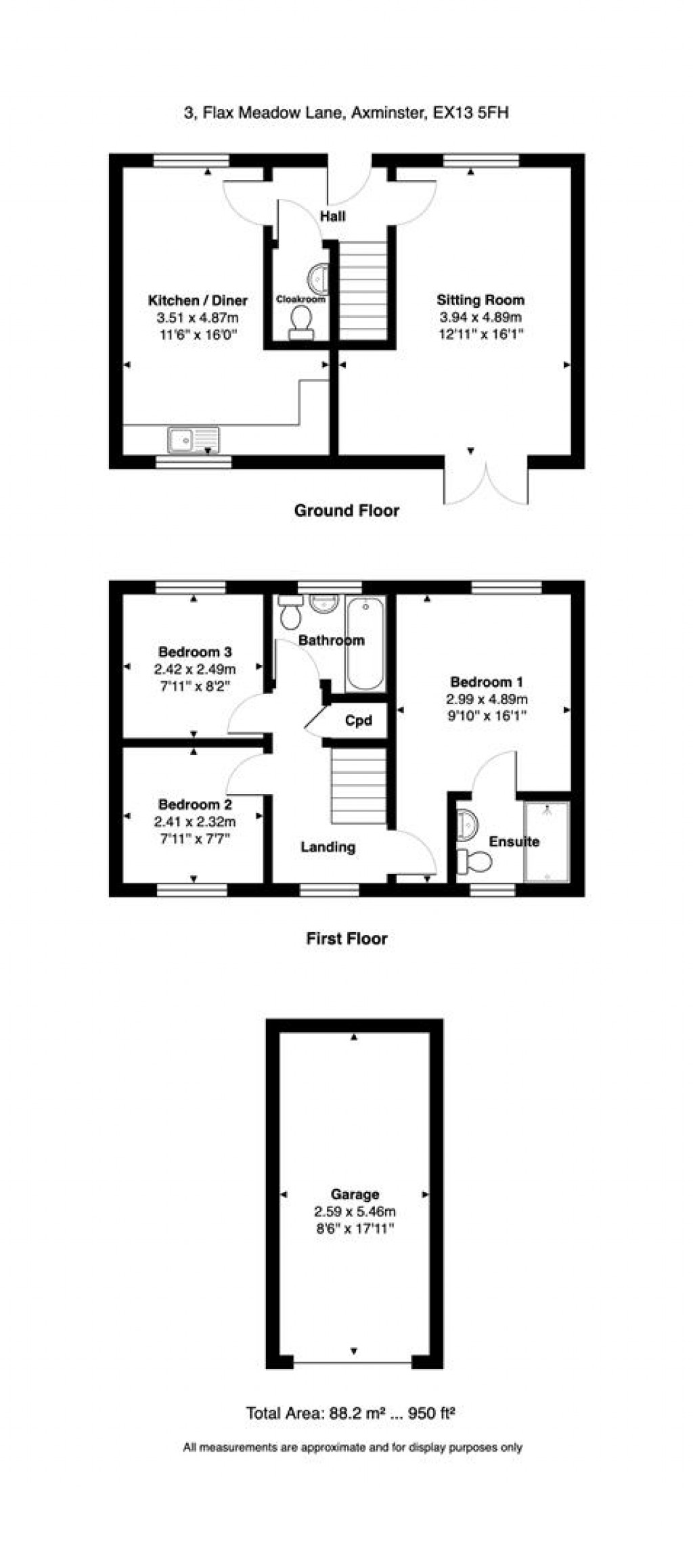 Floorplans For Flax Meadow Lane, Axminster