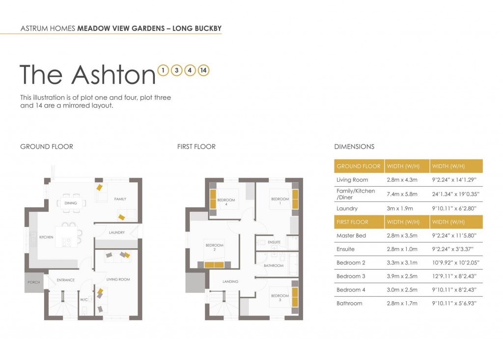Floorplans For Plot 1, Meadow View Gardens, Blincow Road, Long Buckby, Northampton, NN6