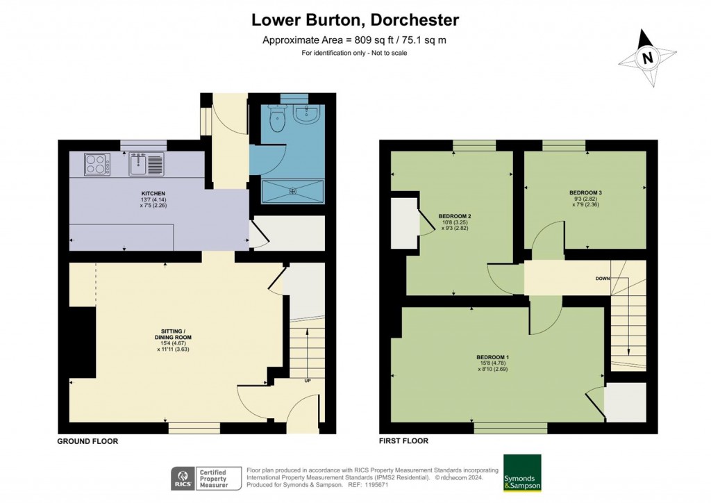 Floorplans For Lower Burton Cottage, Lower Burton, Dorchester