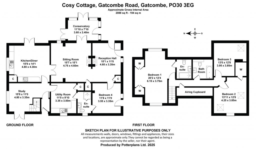 Floorplans For Gatcombe, Isle of Wight