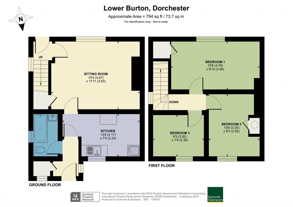Floorplans For Lower Burton Cottage, Lower Burton, Dorchester