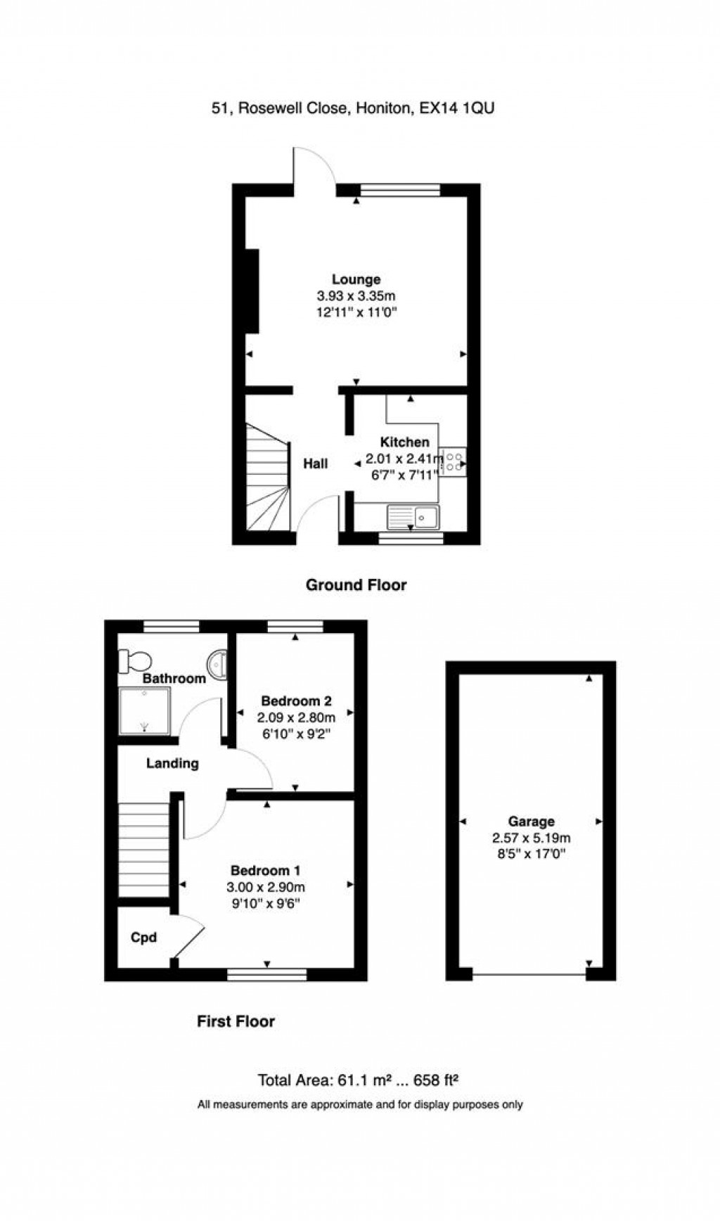 Floorplans For Rosewell Close, Honiton