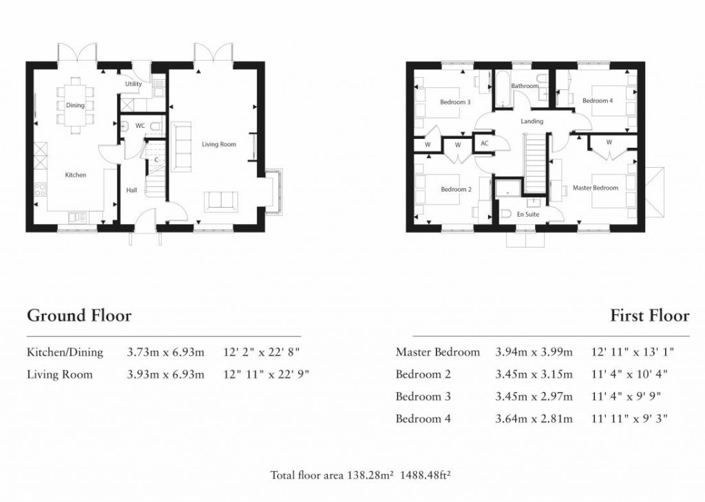 Floorplans For Dukes Drive, Puddletown