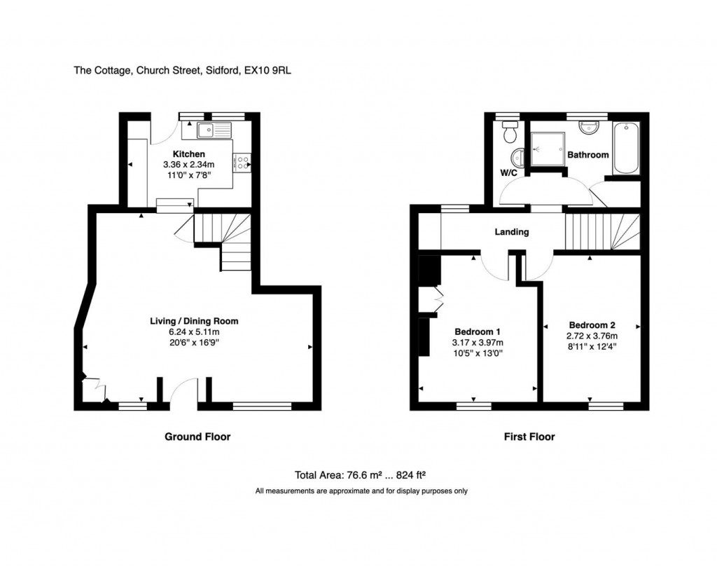 Floorplans For Church Street, Sidford, Sidmouth