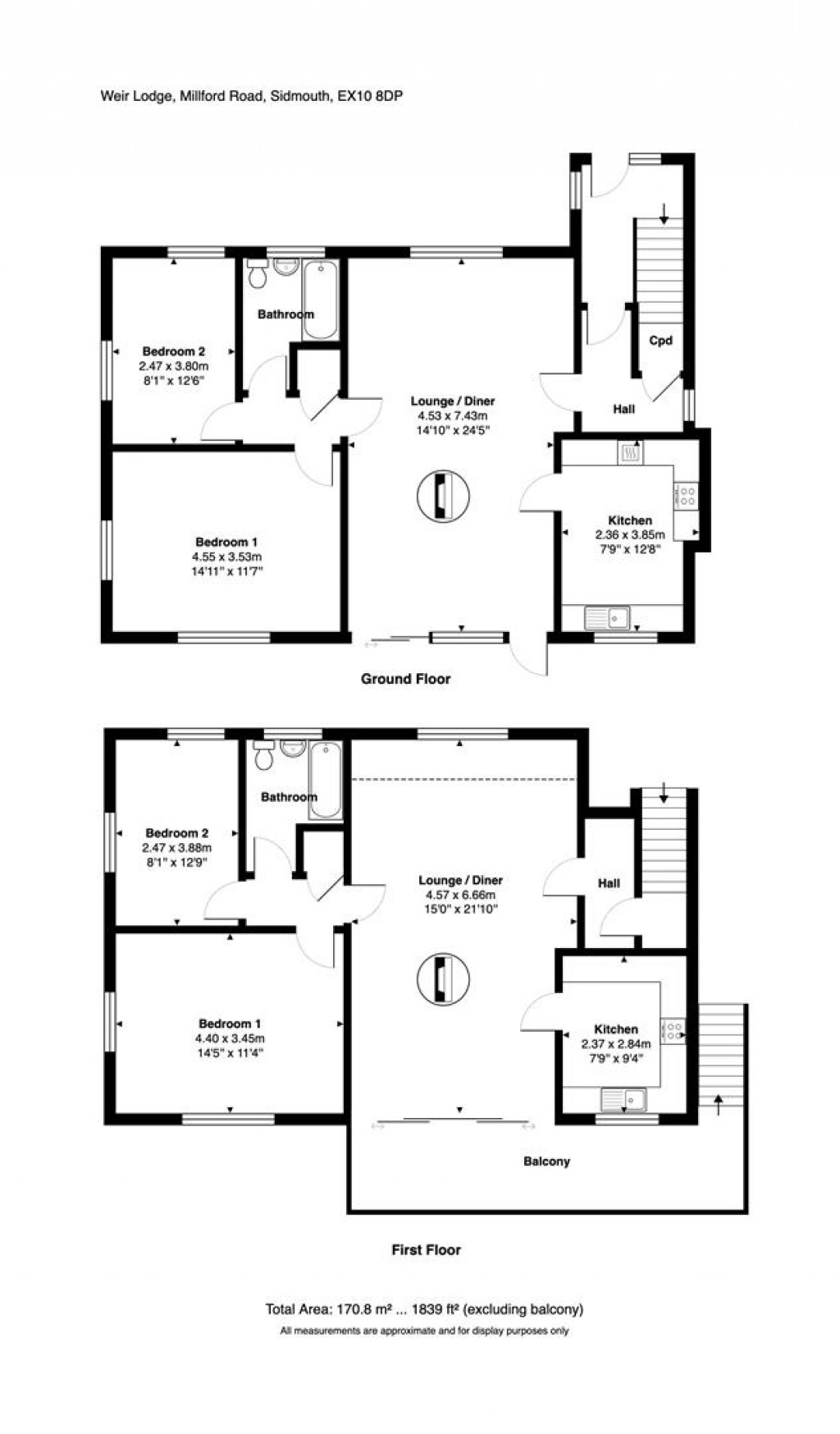 Floorplans For Millford Road, Sidmouth