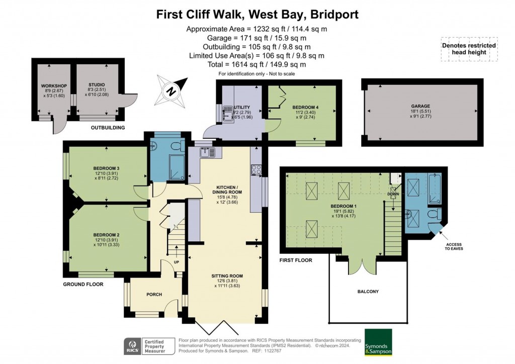 Floorplans For First Cliff Walk, West Bay, Bridport