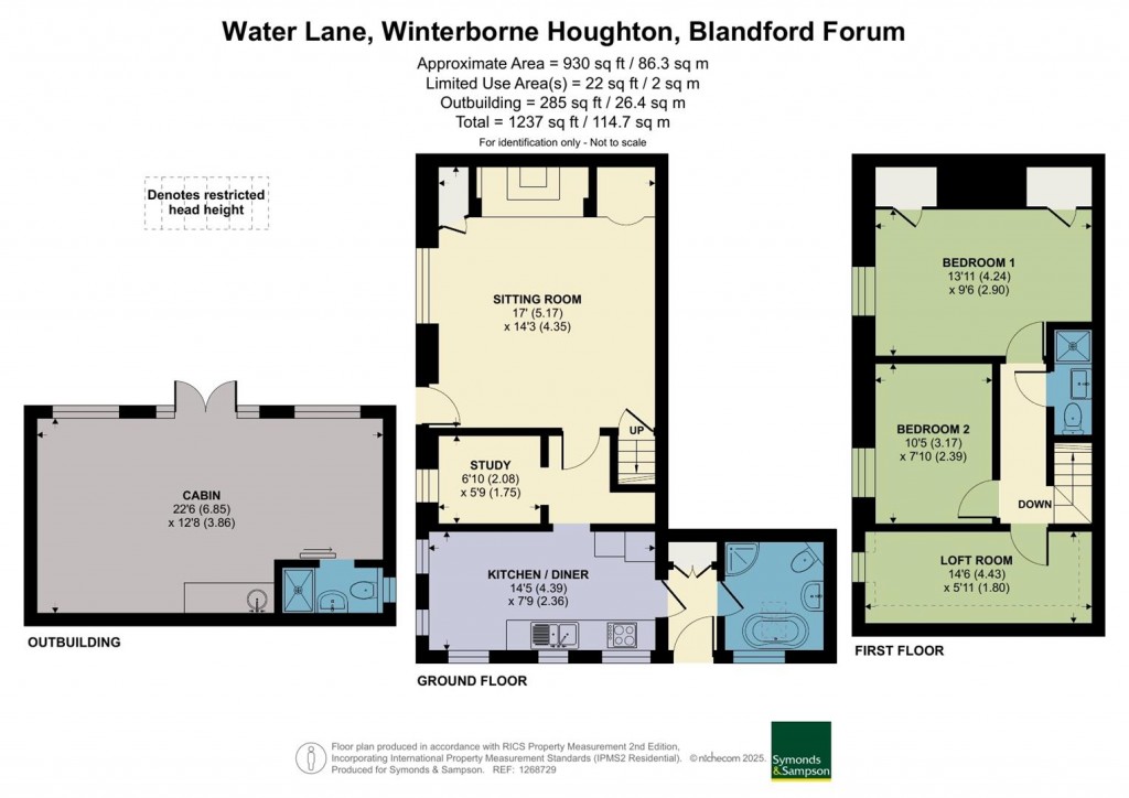 Floorplans For Water Lane, Winterborne Houghton, Blandford Forum