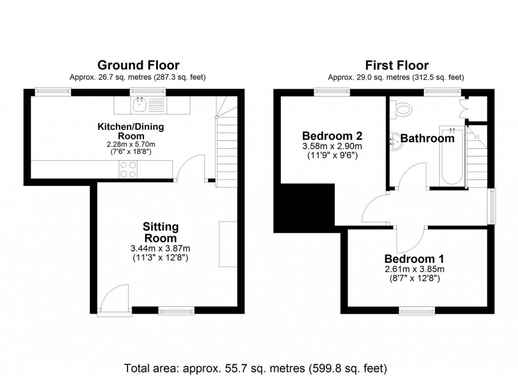 Floorplans For Wakeham Cottage, South Milton, Kingsbridge