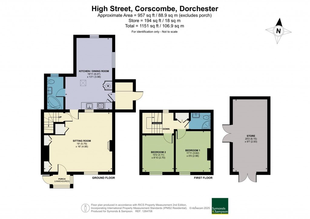 Floorplans For High Street, Corscombe, Dorchester
