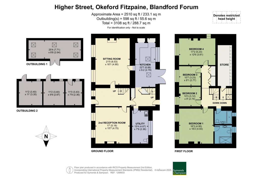 Floorplans For Higher Street, Okeford Fitzpaine, Blandford Forum