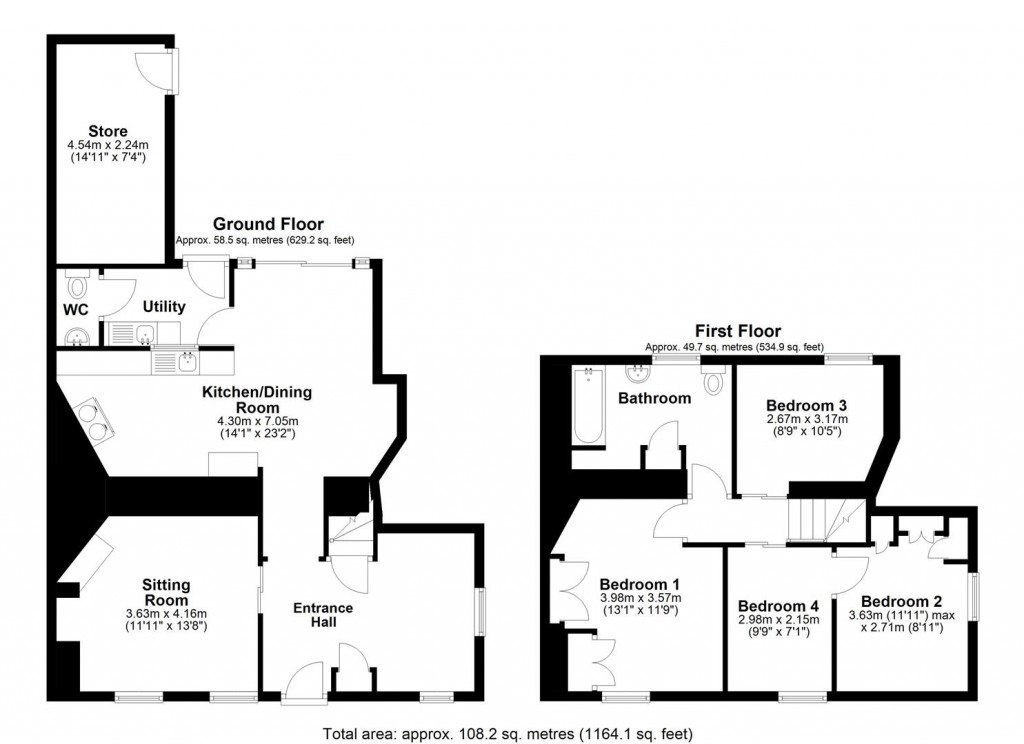 Floorplans For Fore Street, Aveton Gifford, Kingsbridge