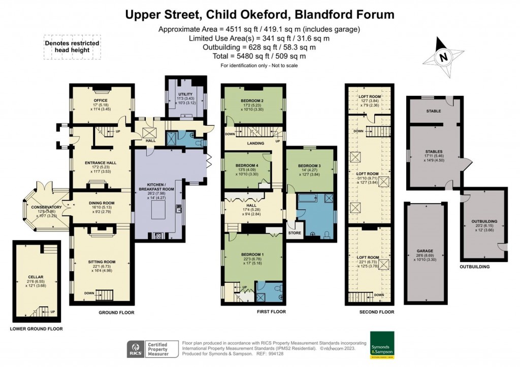 Floorplans For Upper Street, Child Okeford, Blandford Forum