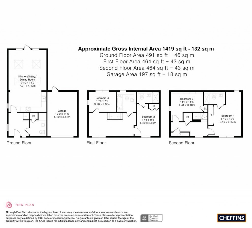 Floorplans For Cedar Road, Trumpington, Cambridge
