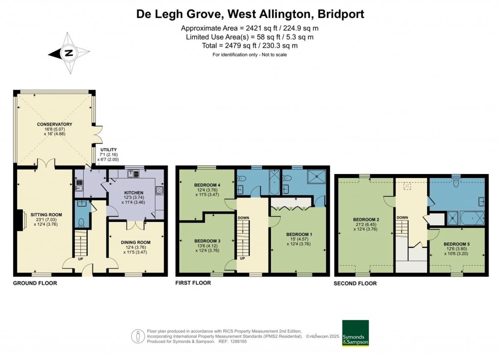 Floorplans For De Legh Grove, West Allington, Bridport