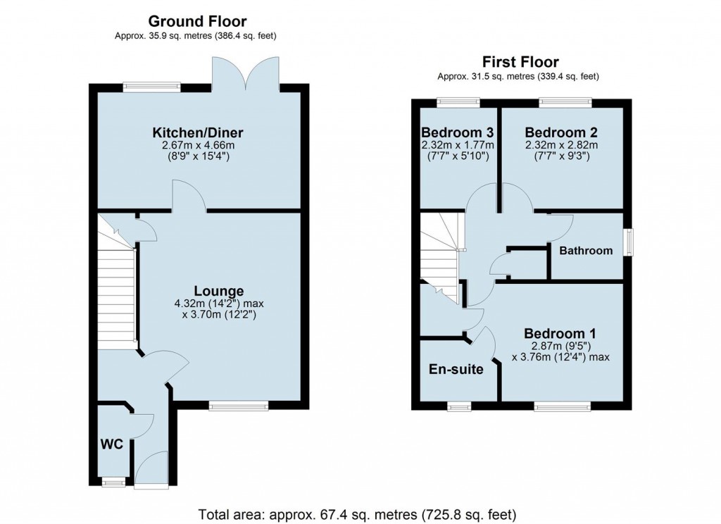 Floorplans For Walmer Close, Northampton, NN5