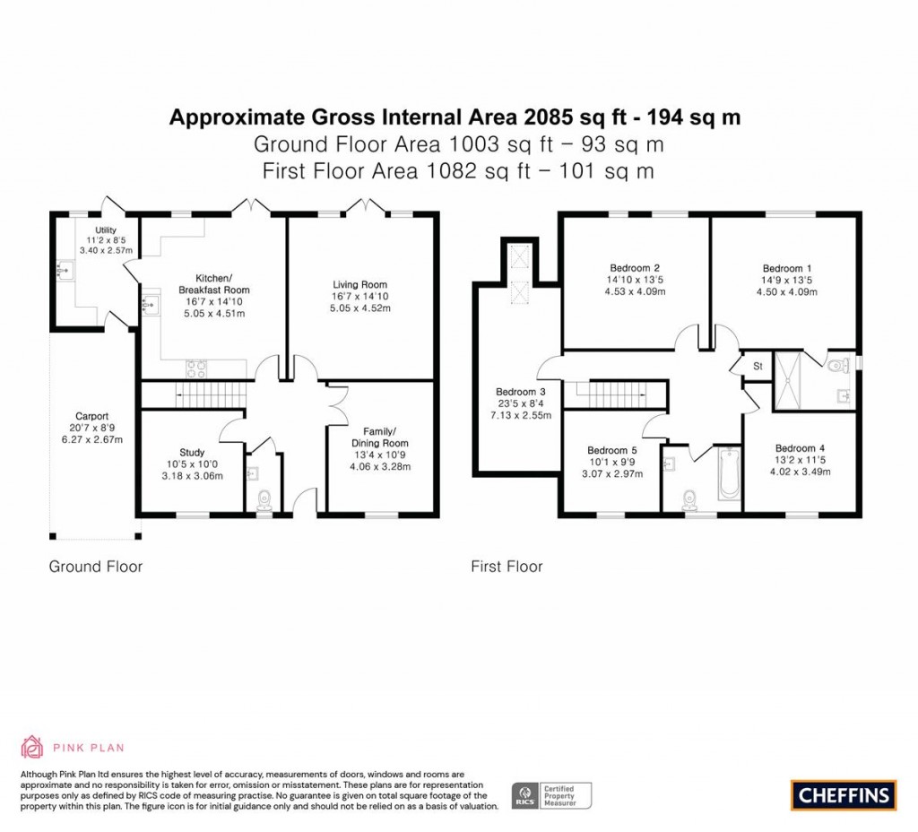 Floorplans For Conference Close, Willingham