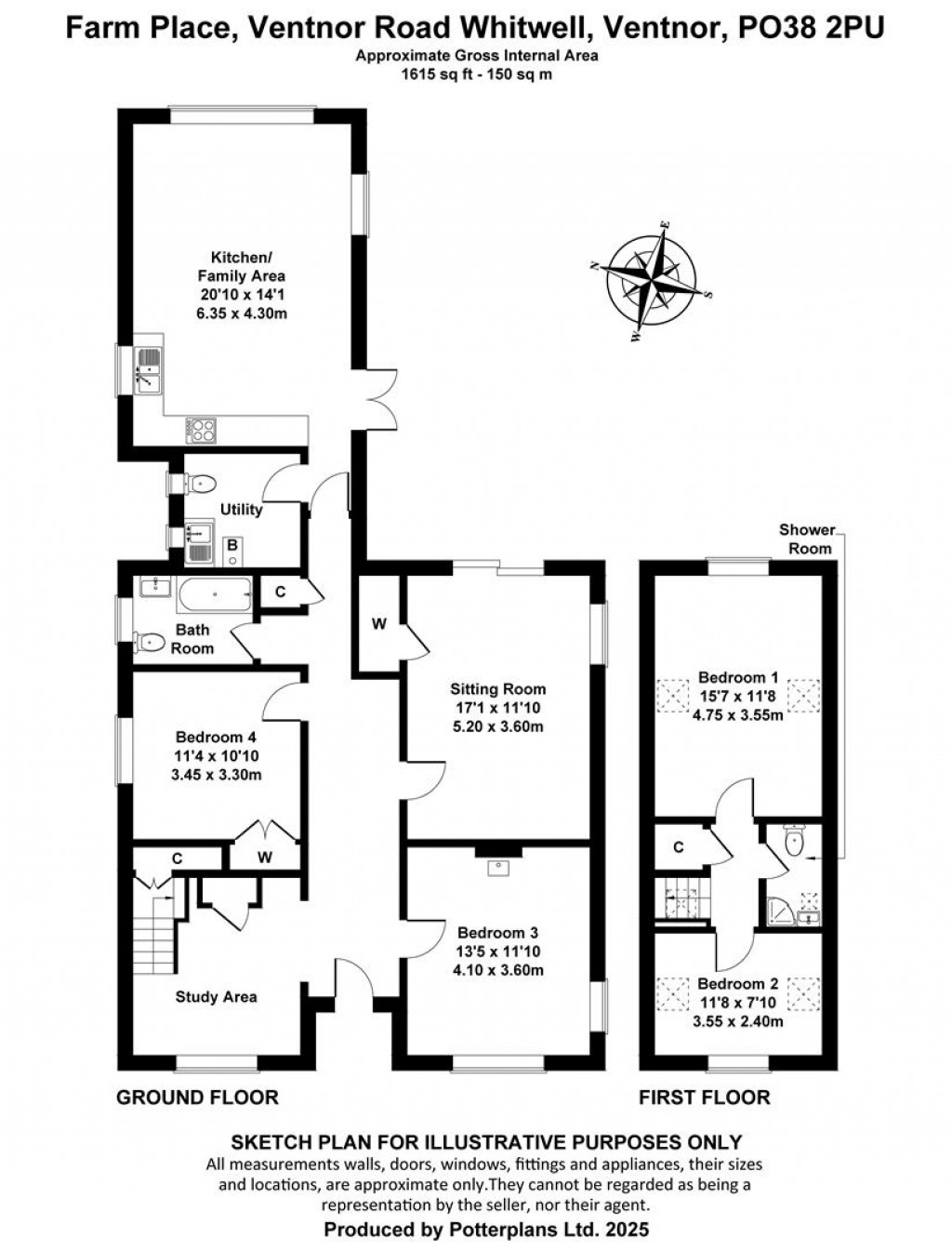 Floorplans For Whitwell, Isle of Wight