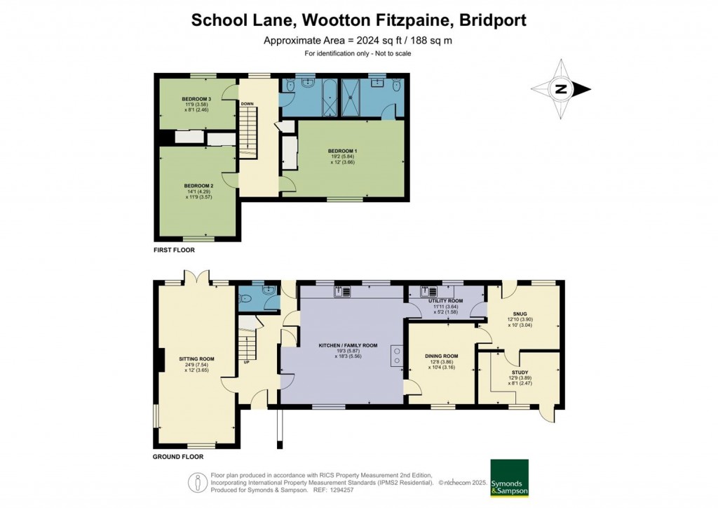 Floorplans For School Lane, Wootton Fitzpaine, Bridport