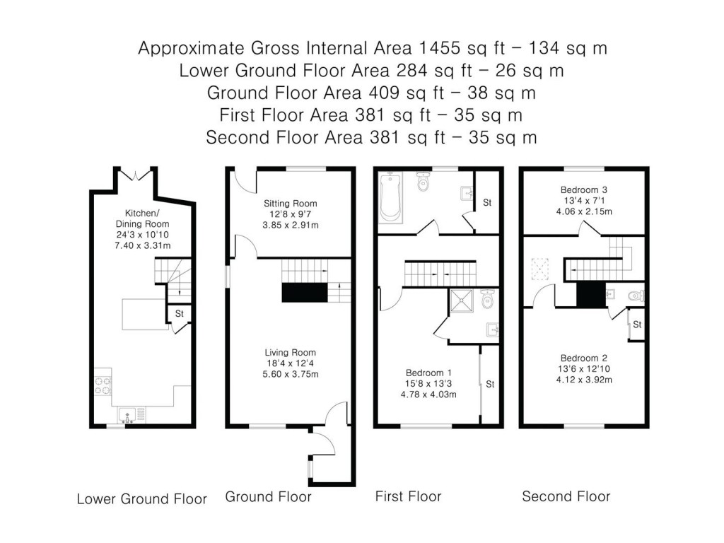 Floorplans For Mount Pleasant Cottages, Debden Road, Saffron Walden
